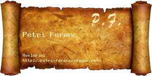 Petri Ferenc névjegykártya